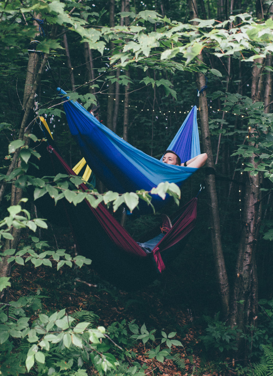 camping in hammocks